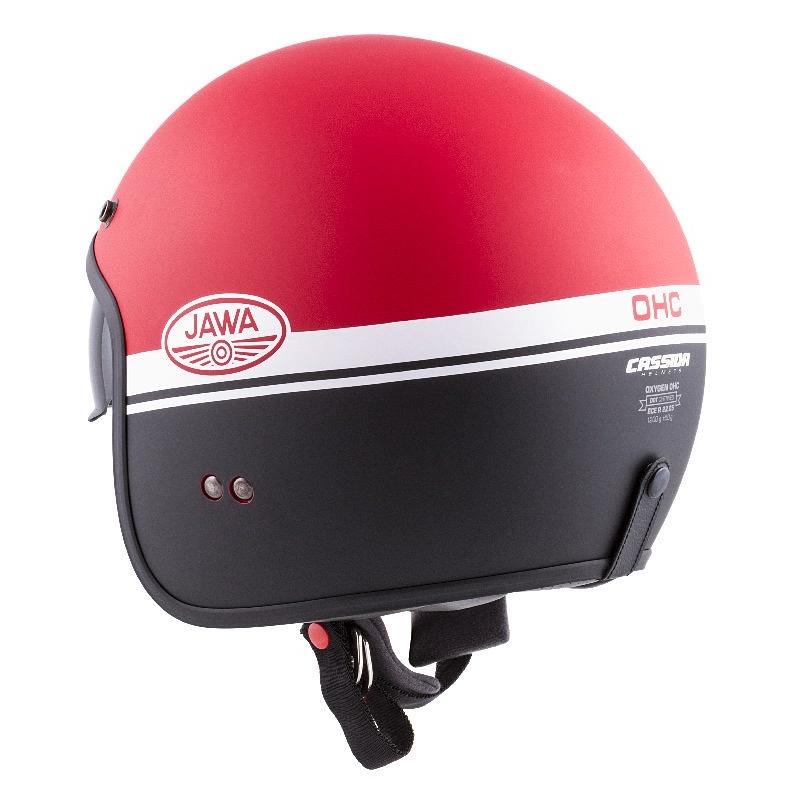 Open motorhelm Cassida Oxygen Jawa OHC rood-zwart-wit