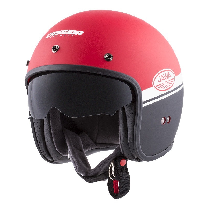 Open motorhelm Cassida Oxygen Jawa OHC rood-zwart-wit