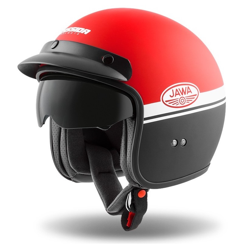 Open motorhelm Cassida Oxygen Jawa OHC rood-zwart-wit