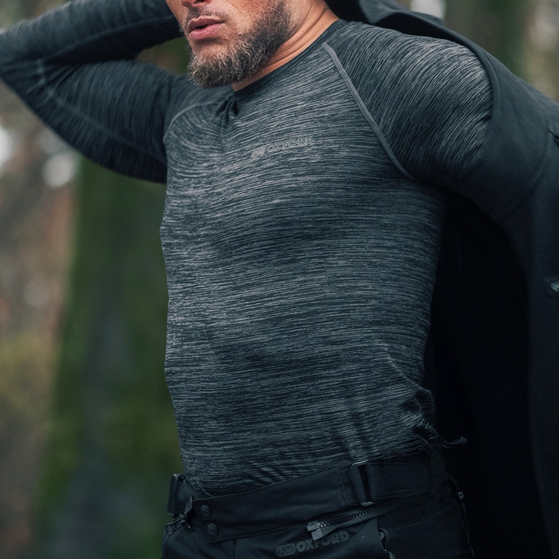 Oxford Advanced Base Layer Zwart-Grijs Thermisch T-shirt - Lange Mouw