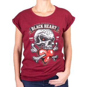 Dames-T-shirt Zwart Hart Romantic Lover Ext rood
