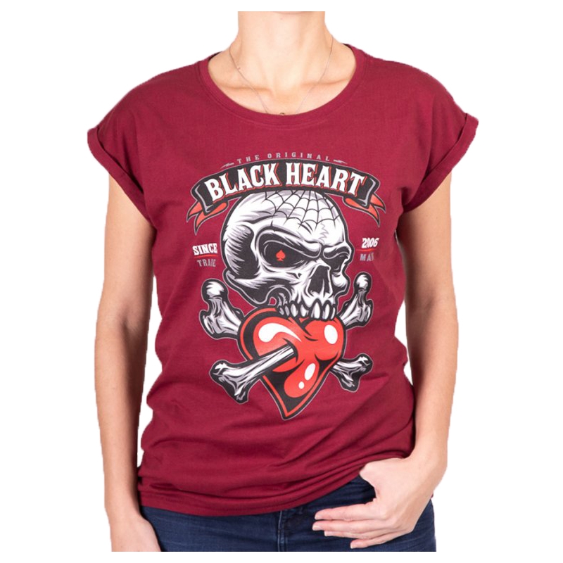 Dames-T-shirt Zwart Hart Romantic Lover Ext rood