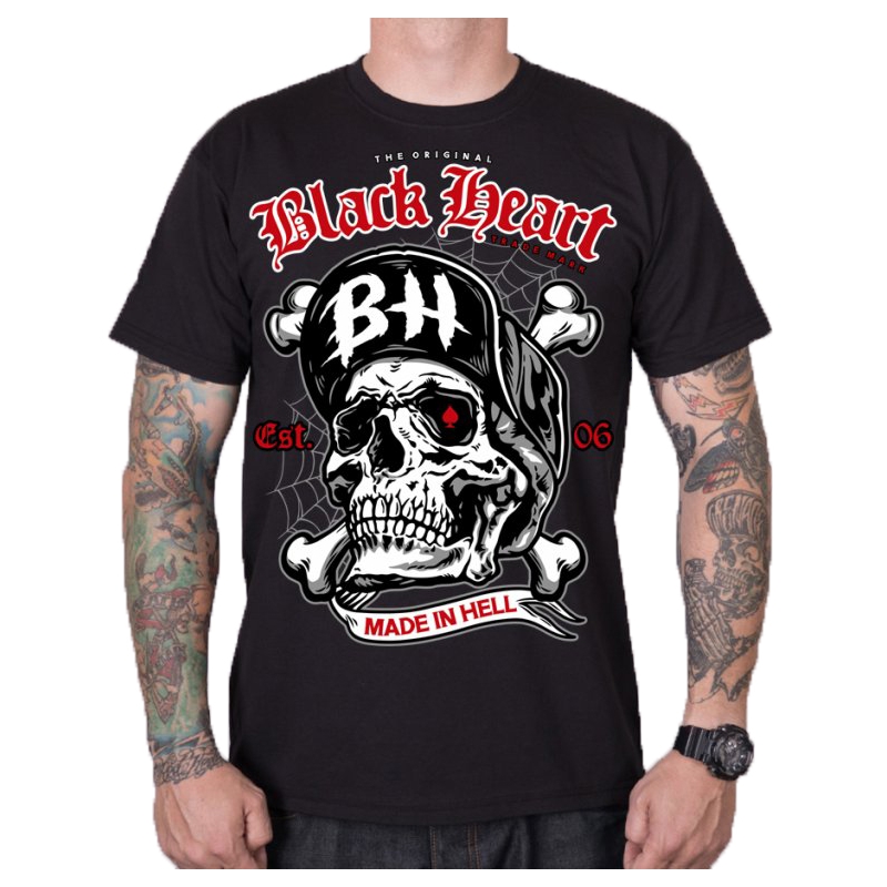 Heren T-shirt Zwart Hart Schedel Beenderen uitverkoop