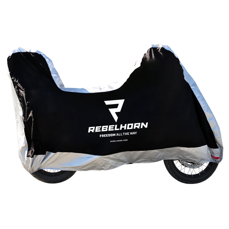 Motorhoes met koffer Rebelhorn Cover II Topkoffer zwart-zilver