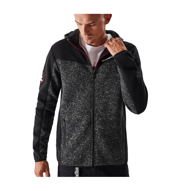 Heren fleece hoodie DAKAR Cross 4 zwart-grijs