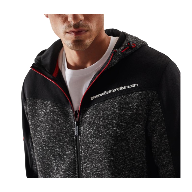 Heren fleece hoodie DAKAR Cross 4 zwart-grijs
