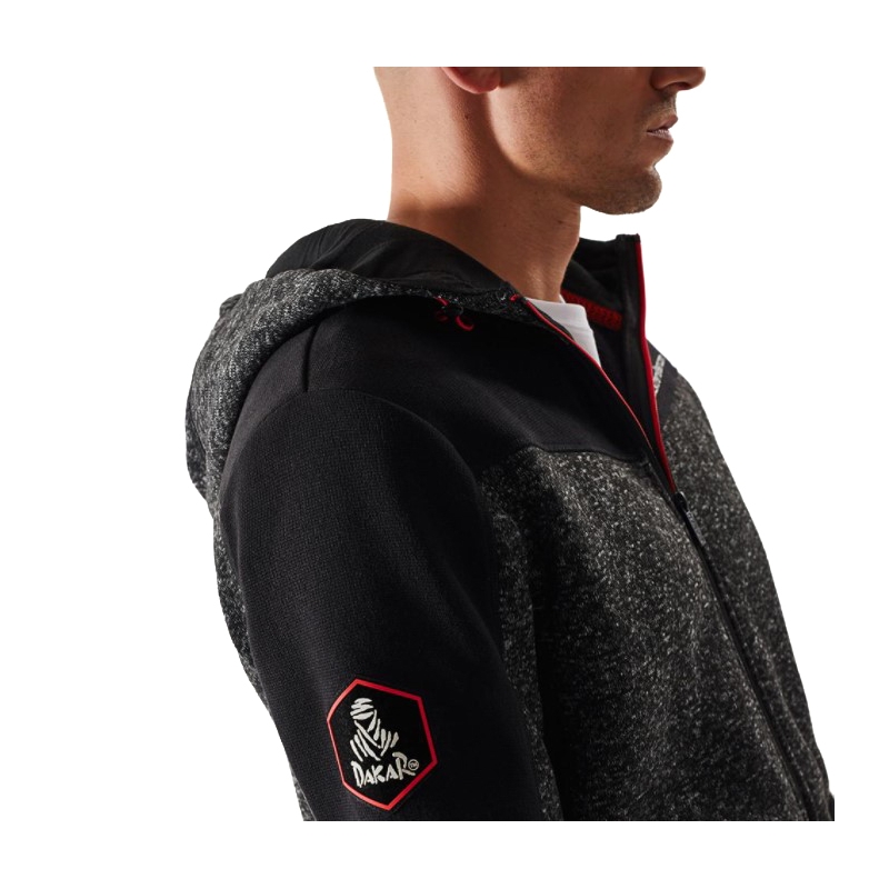 Heren fleece hoodie DAKAR Cross 4 zwart-grijs