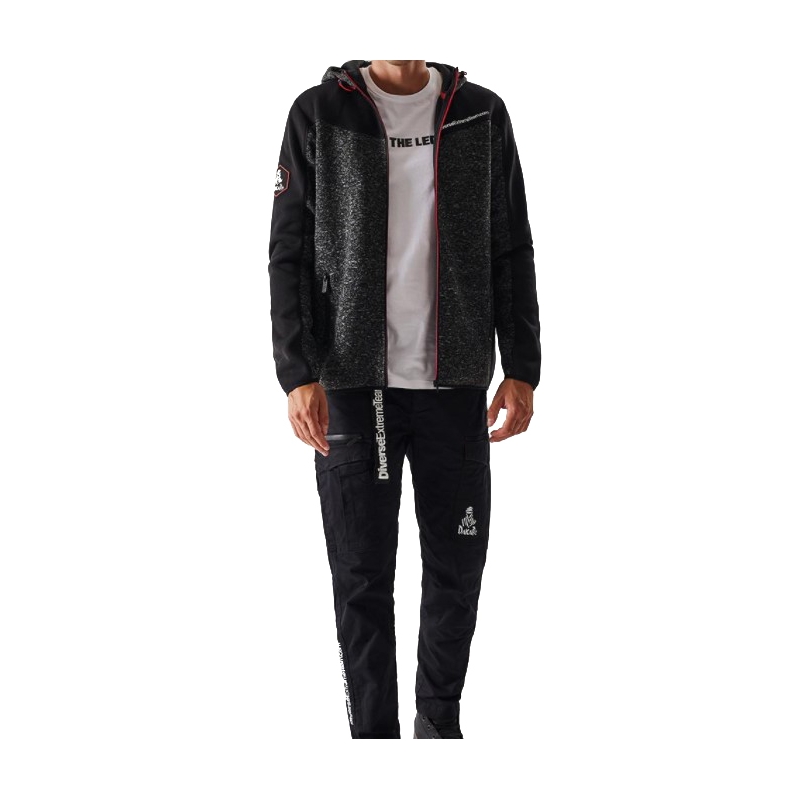 Heren fleece hoodie DAKAR Cross 4 zwart-grijs