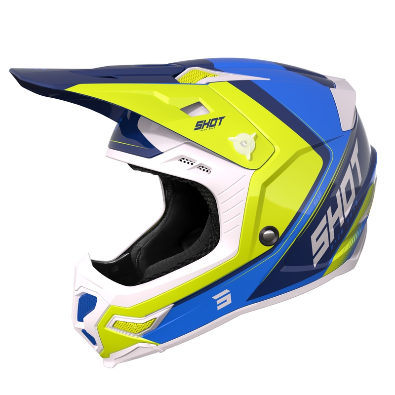 Motorcrosshelm Shot Core Fast blauw-wit-geel uitverkoop
