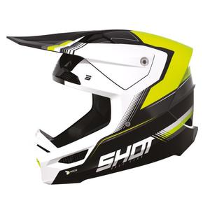 Motorcrosshelm Shot Race Tracer wit-zwart-fluogeel uitverkoop