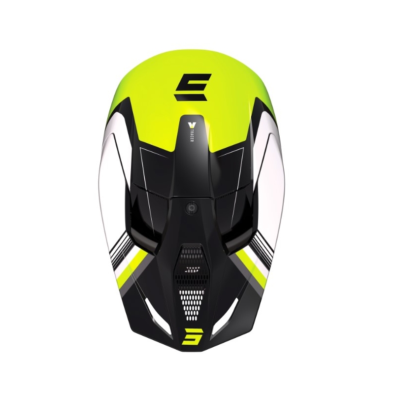 Motorcrosshelm Shot Race Tracer wit-zwart-fluogeel uitverkoop