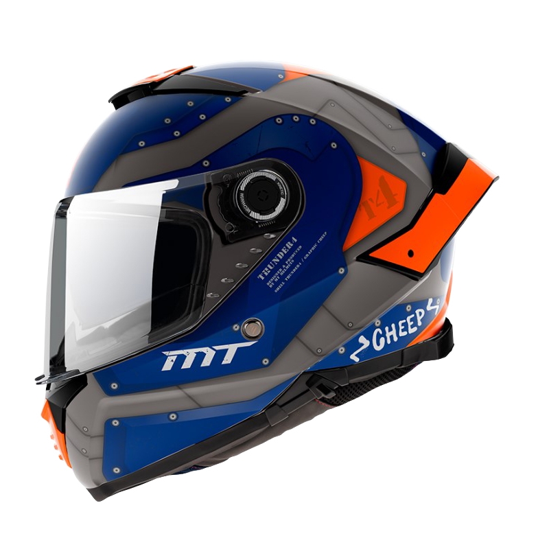 Integrální přilba na motorku MT Thunder 4 SV Cheep A7 oranžovo-modro-šedá