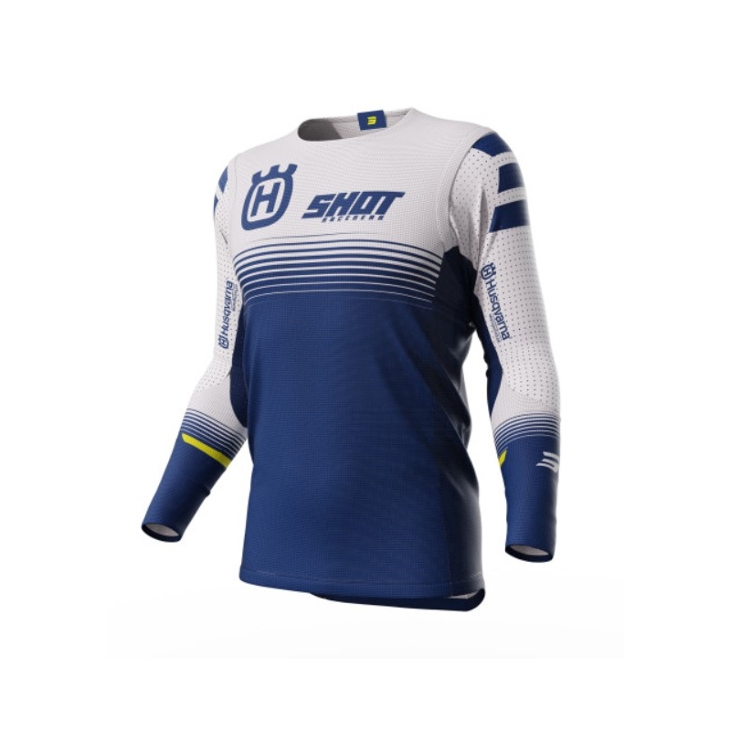 Motorcross trui Shot Aerolite Husqvarna LE 2023 wit-blauw uitverkoop