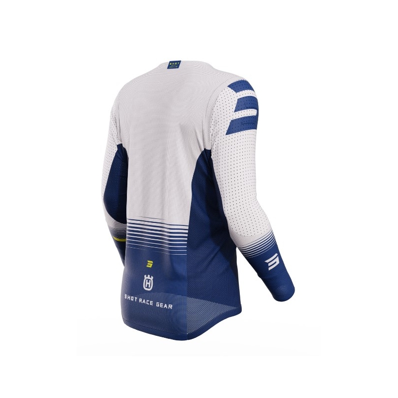 Motorcross trui Shot Aerolite Husqvarna LE 2023 wit-blauw uitverkoop