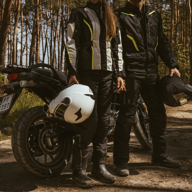 Dames Motorjack Ozone Sahara Zwart-Grijs-Fluogeel uitverkoop
