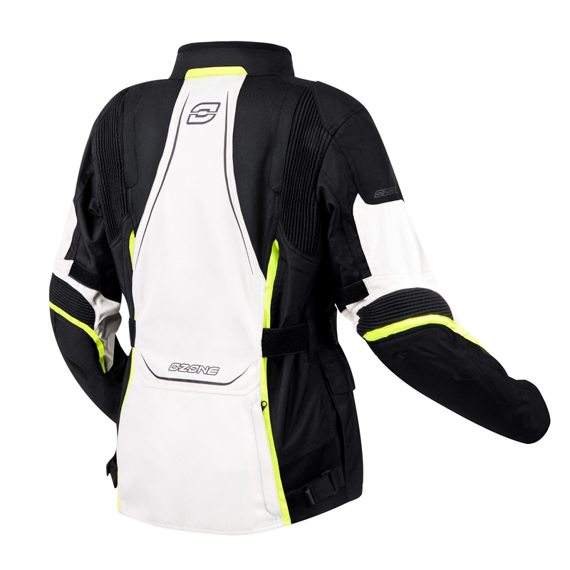 Dames Motorjack Ozone Sahara Zwart-Grijs-Fluogeel uitverkoop