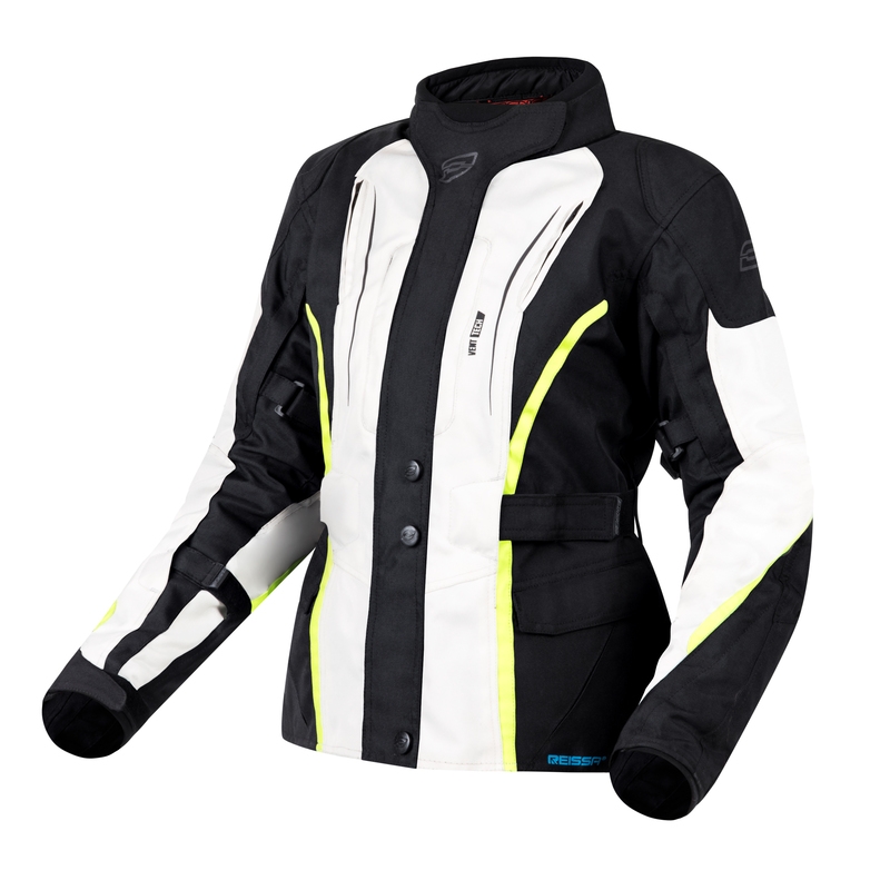 Dames Motorjack Ozone Sahara Zwart-Grijs-Fluogeel uitverkoop