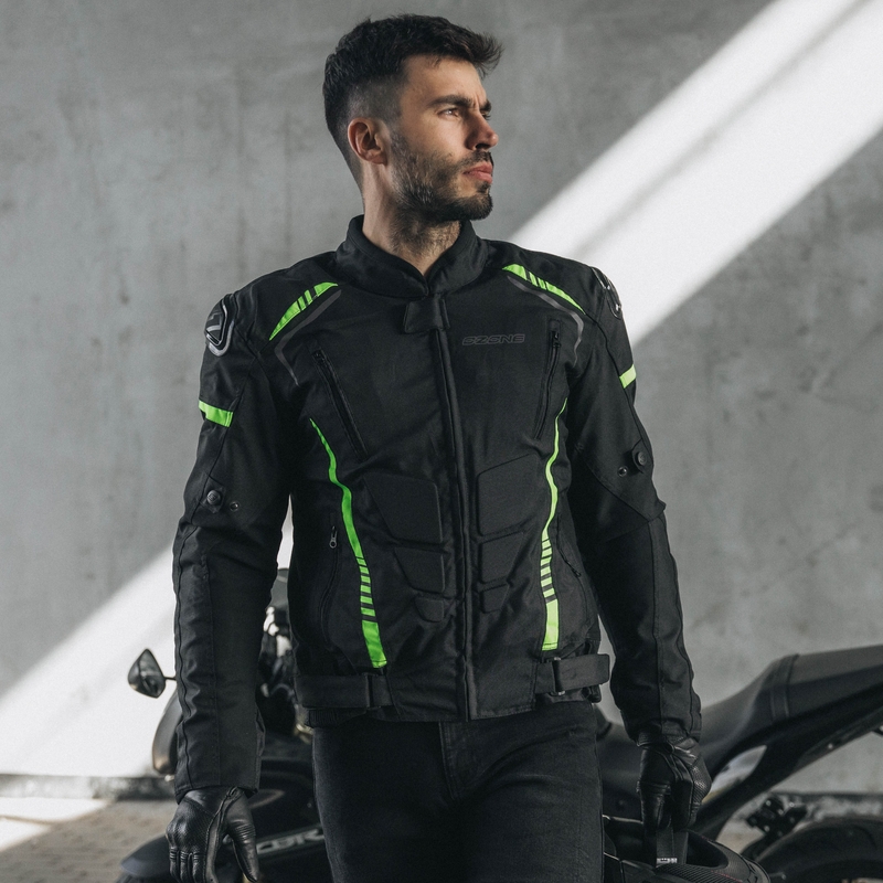 Ozone Pulse zwart-fluo gele motorjas