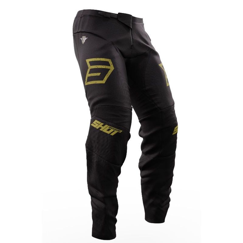 Motorcrossbroek Shot Devo Army zwart-goud uitverkoop