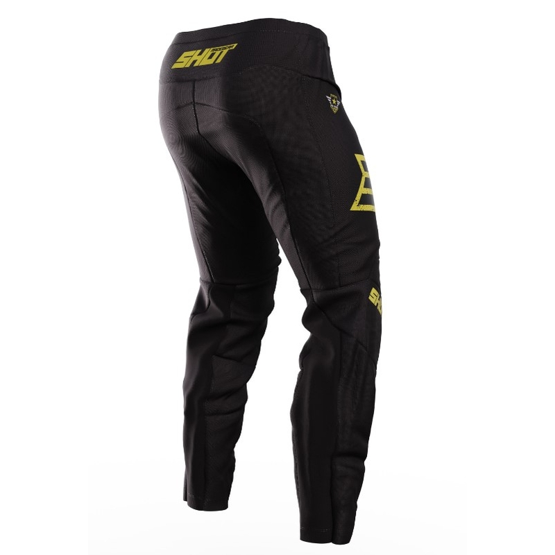 Motorcrossbroek Shot Devo Army zwart-goud uitverkoop