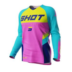 Kinder motorcross trui Shot Raw Kid Tracer turquoise-geel-roze