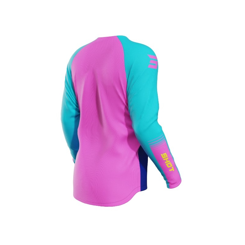 Kinder motorcross trui Shot Raw Kid Tracer turquoise-geel-roze