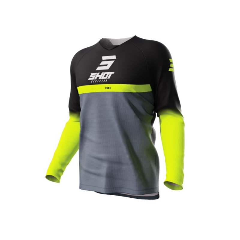 Dětský motokrosový dres Shot Raw Kid Reflex černo-šedo-fluo žluté