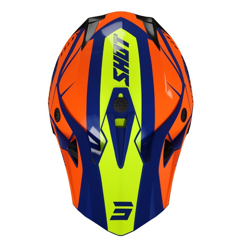Dětská motokrosová přilba Shot Pulse Kid Revenge oranžovo-modro-fluo žlutá