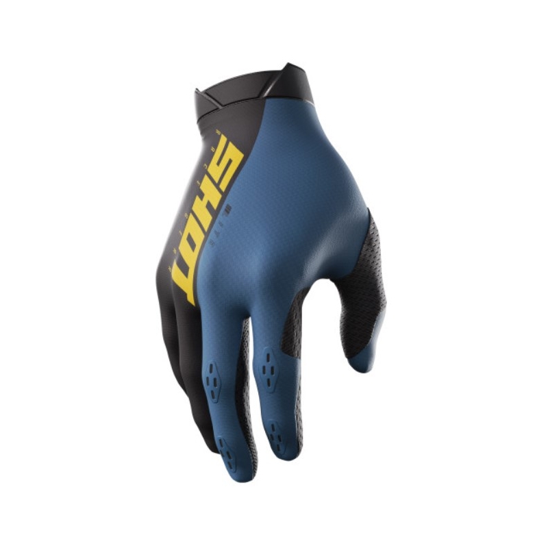 Motorcross handschoenen Shot Lite zwart-geel-blauw uitverkoop