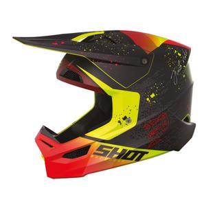 Kinder motorcrosshelm Shot Furious Matrix rood-zwart-fluo geel uitverkoop
