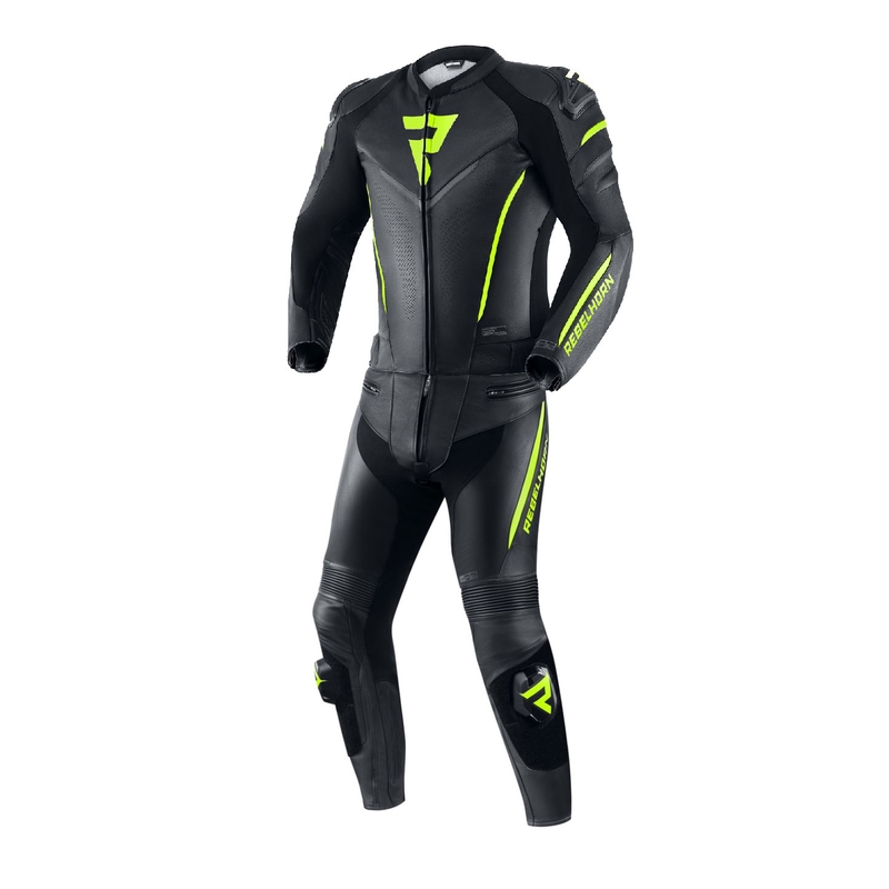 Rebelhorn Fighter Zwart-Fluo Geel Motoroverall uitverkoop