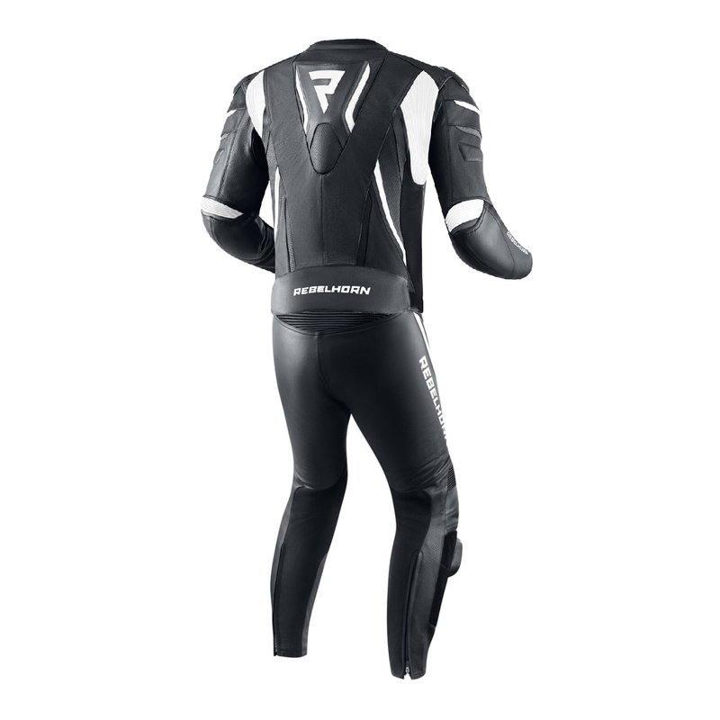 Rebelhorn Fighter zwart-witte motoroverall uitverkoop