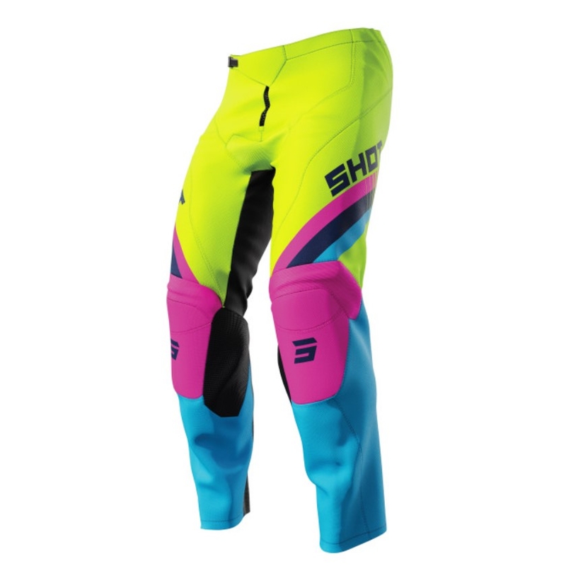 Shot Raw Kid Tracer Roze-Blauw-Fluo Geel Kinder Motorcross Broek uitverkoop