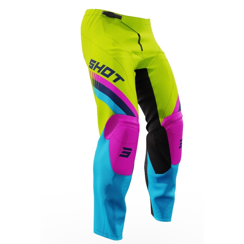 Shot Raw Kid Tracer Roze-Blauw-Fluo Geel Kinder Motorcross Broek uitverkoop