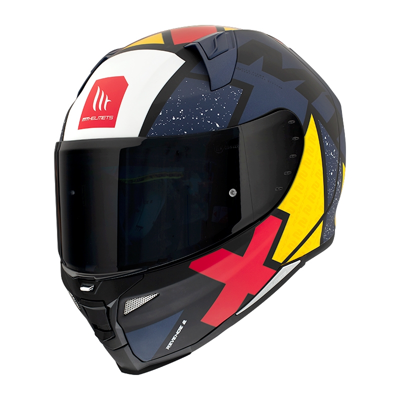 Integrální přilba na motorku MT FF110 Revenge 2 Light modro-červeno-žlutá matná