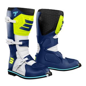 Kinderfietslaarzen Shot Race 2 Blauw-Wit-Fluo Geel