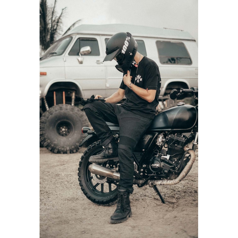 Motorjeans PANDO MOTO KarlDo Slim zwart uitverkoop