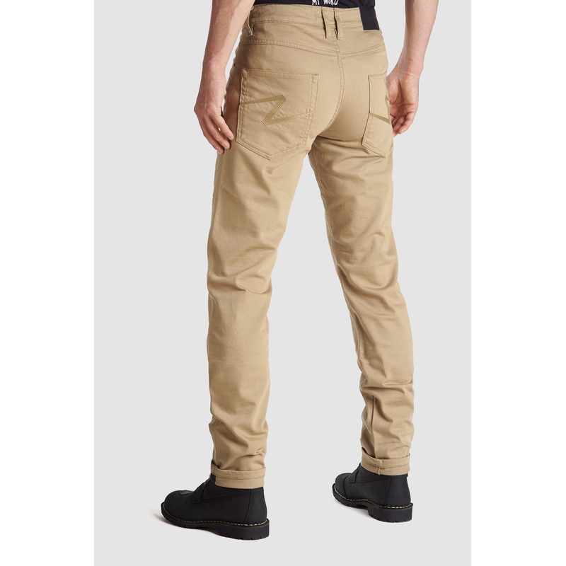 Motorjeans PANDO MOTO Robby Slim beige uitverkoop
