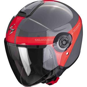 Open helm Scorpion EXO-CITY II Kort grijs-rood