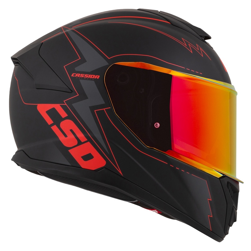 Cassida Integral GT 2.1 Flash Zwart-Rood-Grijs Motorhelm