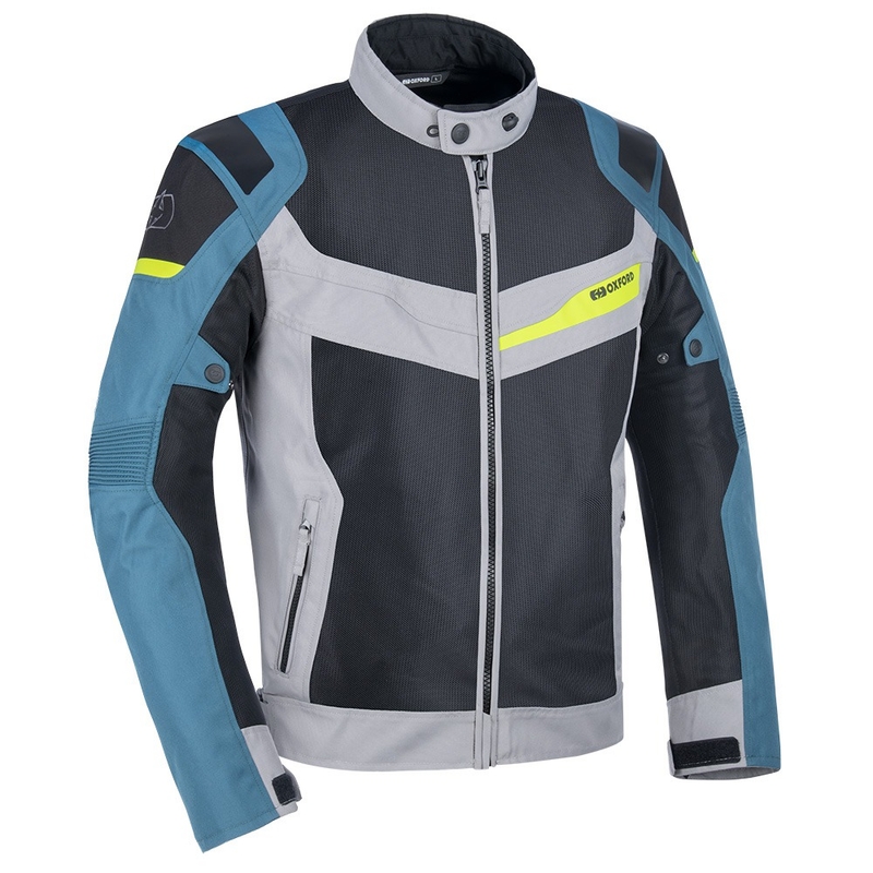 Oxford Dakar D2D Air zilver-blauw-fluo geel motorjack