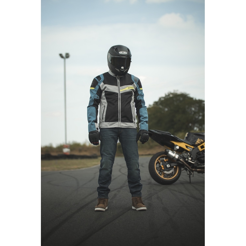 Oxford Dakar D2D Air zilver-blauw-fluo geel motorjack