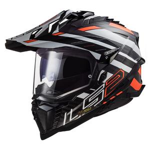 Enduro Helm LS2 MX701 Explorer C Edge 06 zwart-grijs-fluor oranje