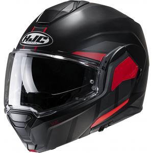 HJC i100 Beis MC1SF zwart met rode opvouwbare motorhelm