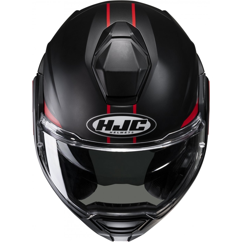 HJC i100 Beis MC1SF zwart met rode opvouwbare motorhelm