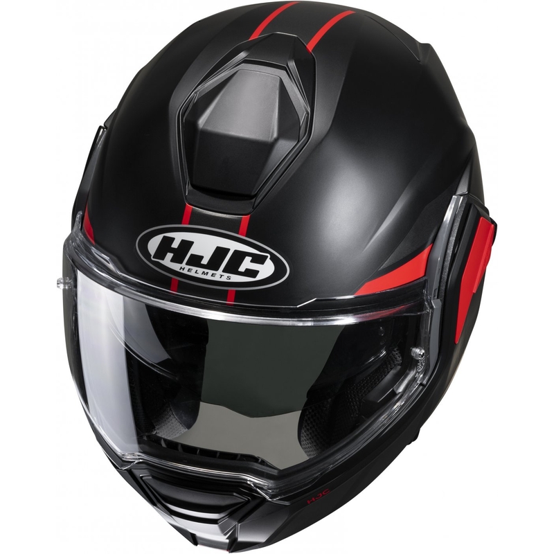 HJC i100 Beis MC1SF zwart met rode opvouwbare motorhelm