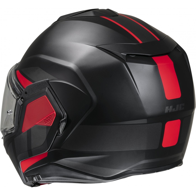 HJC i100 Beis MC1SF zwart met rode opvouwbare motorhelm