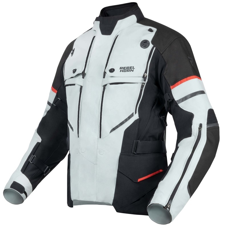 Rebelhorn Range grijs-zwart-rode motorjas
