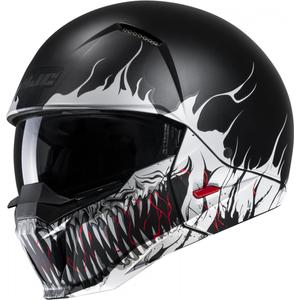 Open helm met masker HJC i20 Scraw MC5SF rood-wit-zwart