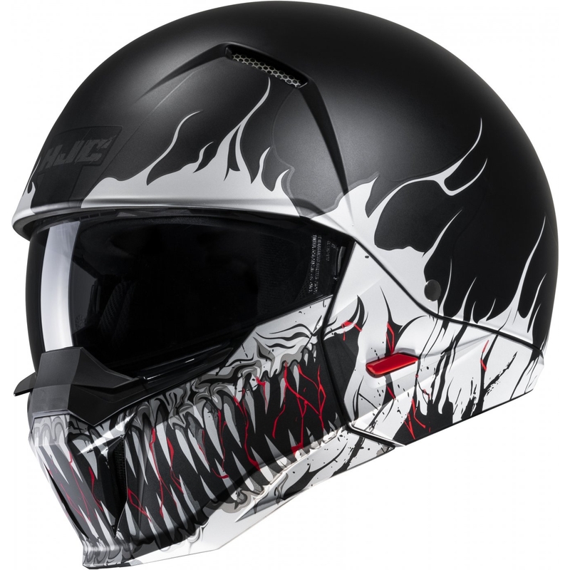 Open helm met masker HJC i20 Scraw MC5SF rood-wit-zwart uitverkoop
